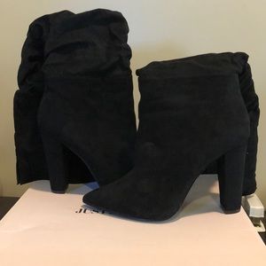 Black Thigh high heeled boots